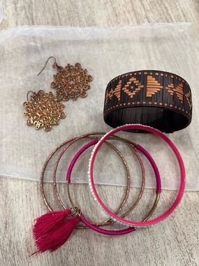 Boho fashion jewlery bundle: bangles, cuff, and earrings